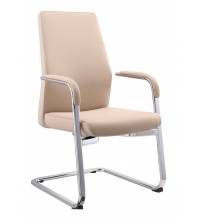 Кресло Бюрократ _JONS-LOW-V/BEIGE на полозьях бежевый кожа